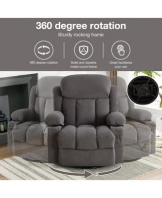 Heated Massage Recliner Sofa w/ USB & Cup Holders (Grey)