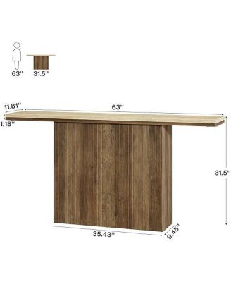 Farmhouse Fluted Console Table for Entryway, 63-Inch Long Wooden Sofa Table Behind Couch for Living Room