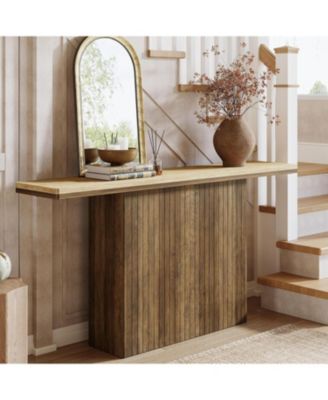 Farmhouse Fluted Console Table for Entryway, 63-Inch Long Wooden Sofa Table Behind Couch for Living Room