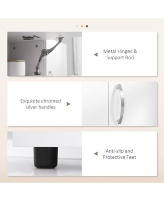 Wood Kitchen Pantry with 2 Large Cabinets, 1 Pull Up Cabinet