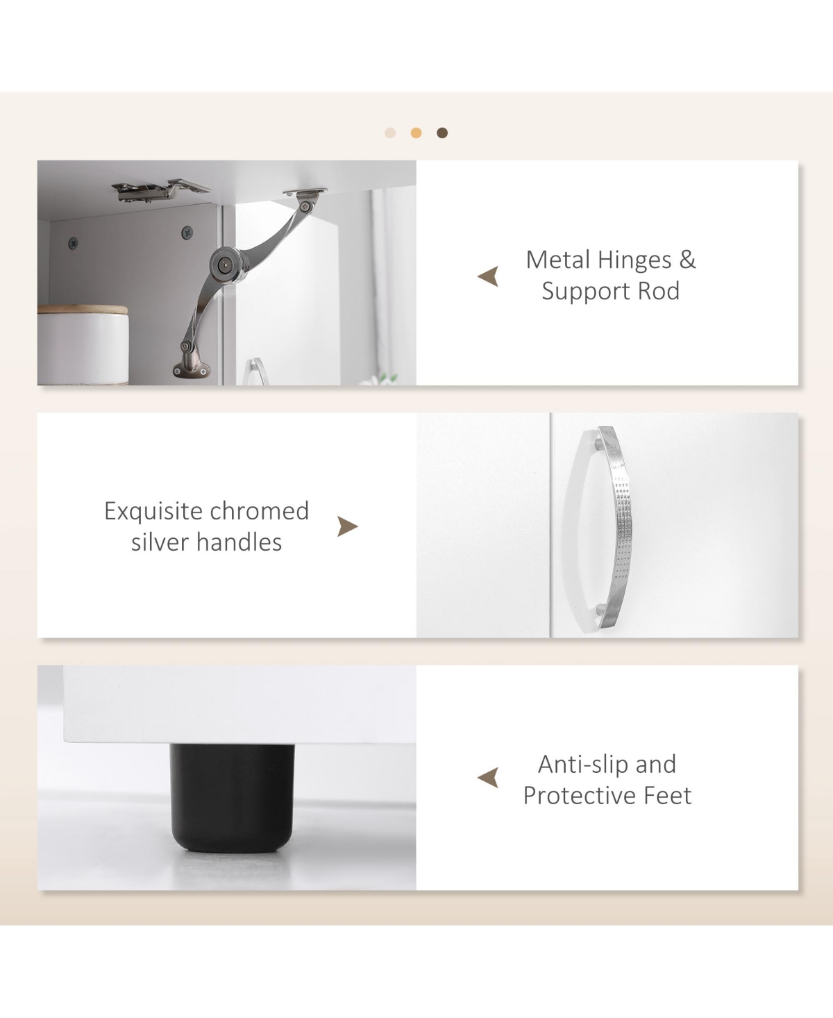 Homcom Wood Kitchen Pantry with 2 Large Cabinets, 1 Pull Up Cabinet