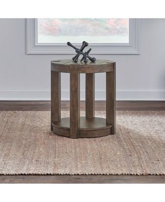 Broadmore Living Room Round Chairside Table - Cobblestone Brown