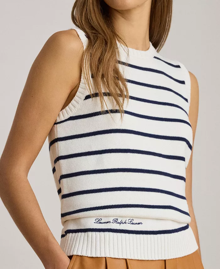 Women's Sleeveless Striped Sweater - thumbnail 3
