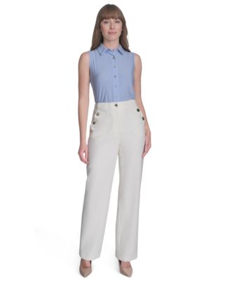 Women's Sleeveless Pinstripe Top