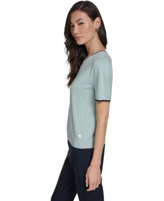 Women's Short-Sleeve Tipped Sweater