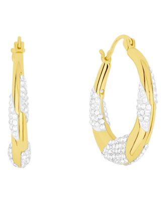 Crystal 18k Gold Plated Brass Twist Hoop Earrings, Macy's Exclusive