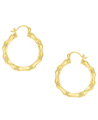 Cubic Zirconia 18k Gold Plated Brass Hoop Earrings, Macy's Exclusive