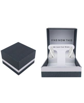 Crystal Twist 18k Silver Plated Brass Hoop Earrings, Macy's Exclusive