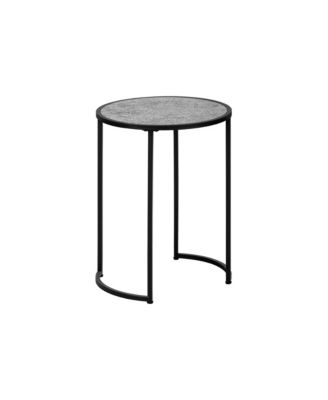 Contemporary Round Accent Table with Grey Laminate Top & Black Metal Base