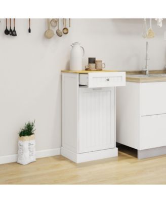 White E1 MDF Trash Cabinet with Tilt Out Design for Kitchen Island Laundry Box and Recycling Use