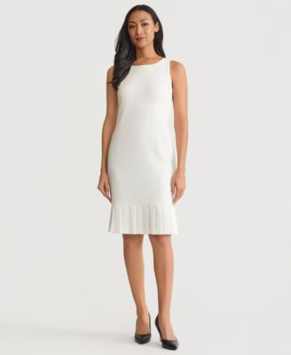 Women's Stretch-Crepe Pleat-Hem Sheath Dress, Regular & Petite 