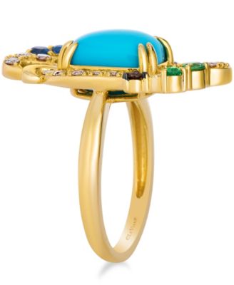 Multi-Gemstone Ring (0.31 ct. t.w.) in 14k Honey Gold