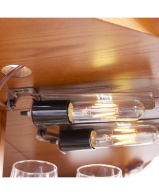 Lighted Oak Curio Cabinet with Tempered Glass Doors & Shelves