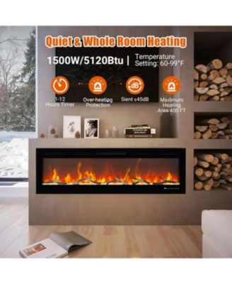72" Recessed & Wall Mounted Electric Fireplace, Smart WiFi & Remote Control, Multicolor Flame, 750/1500W