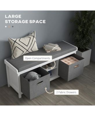 Wooden Shoe Rack with Cushion and Storage Drawer