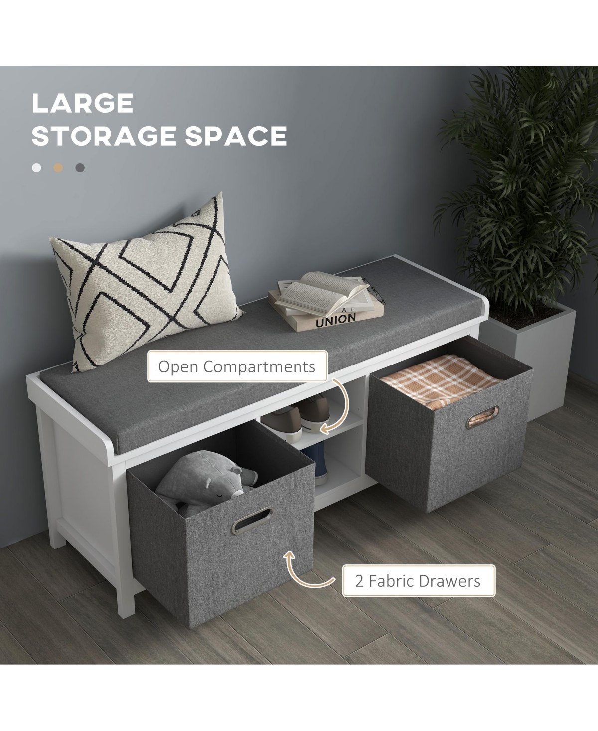 Slickblue Wooden Shoe Rack with Cushion and Storage Drawer