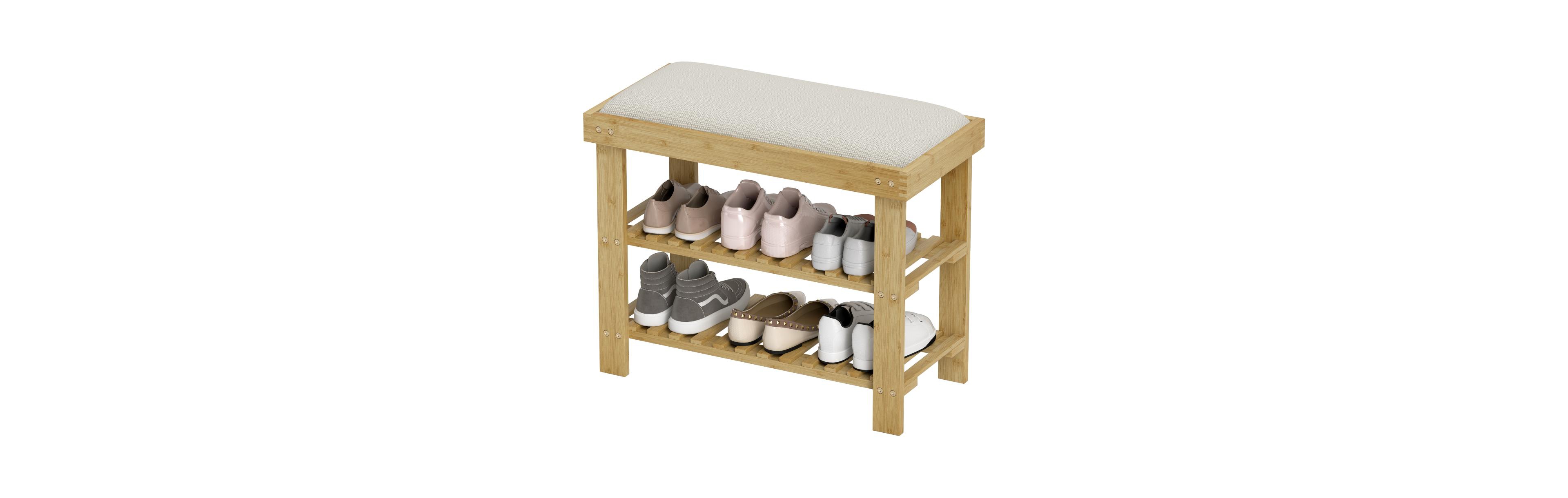 Slickblue Wooden Frame Shoe Organizer with Two Shelves