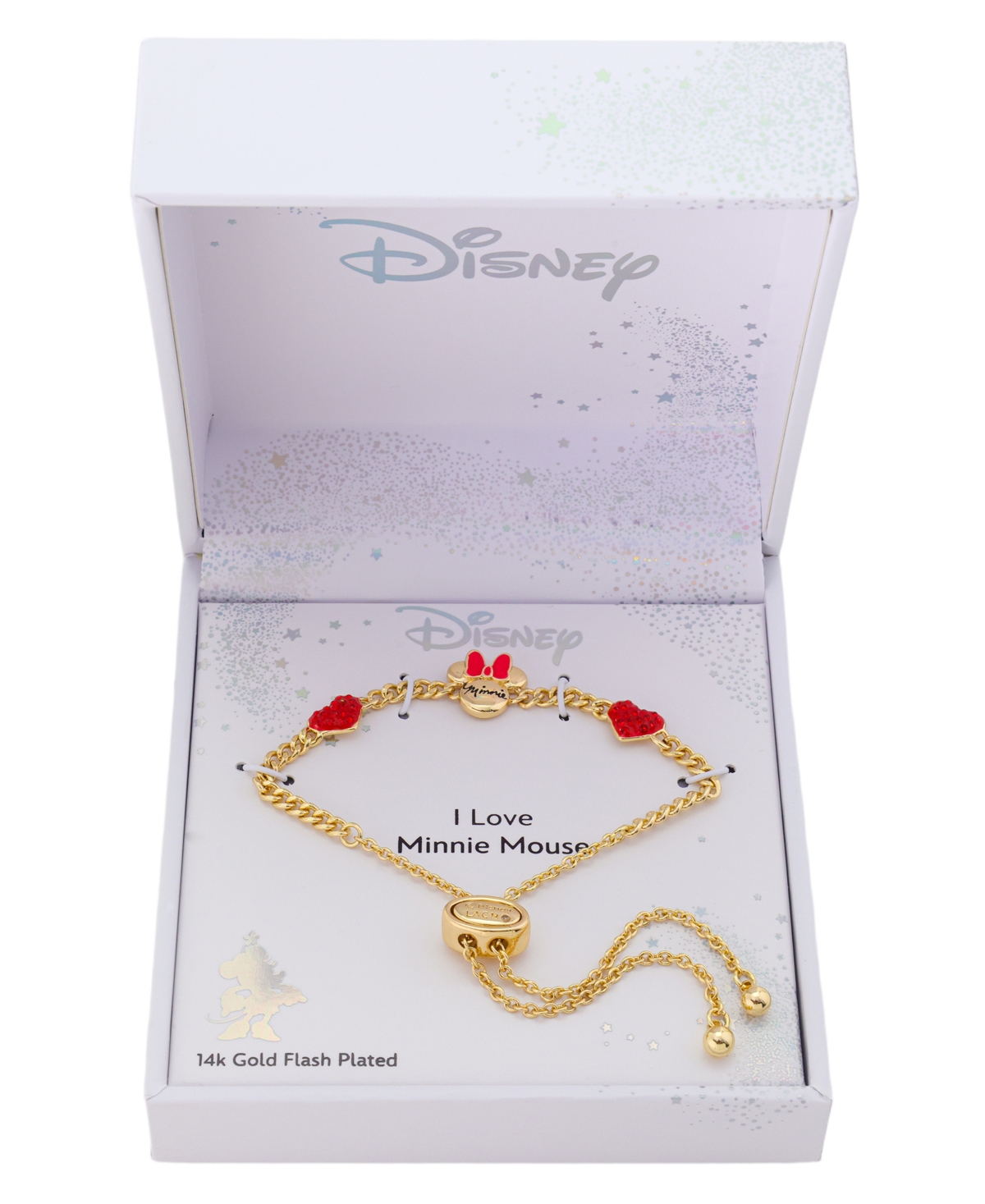 Disney Minnie Mouse Enamel Heart Bolo Bracelet