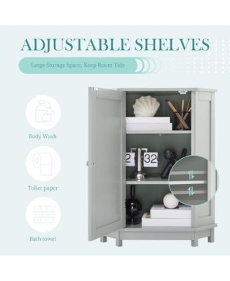 Grey Storage Cabinet with Adjustable Shelves Modern Design