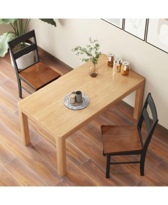 Farmhouse Armless Dining Chairs, Set of 2 with Open Back, Light