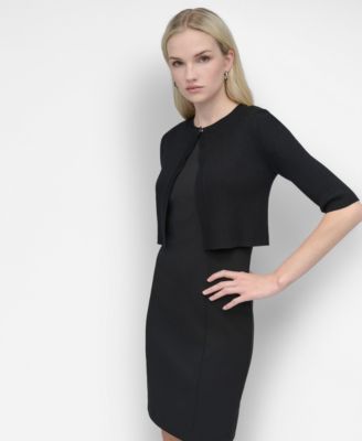 Women's Cropped Elbow Sleeve Snap Front Shrug