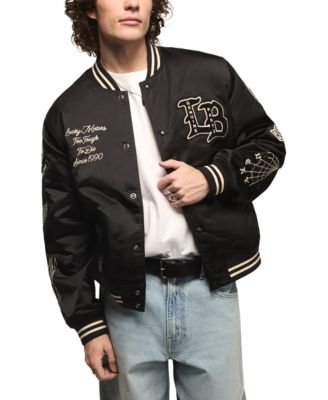 Men's Satin Varsity Regular-Fit Jacket