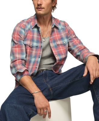 Men's Plaid Long-Sleeve Western Shirt