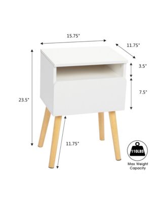 Streamdale Modern White Bedside Table with Drawers and Shelves