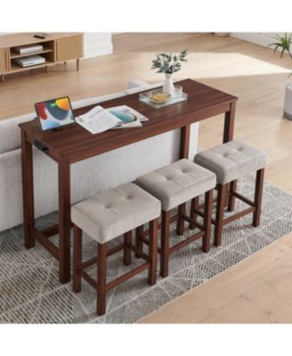  59" Bar Table Set w/ Power Outlet & 3 Stools