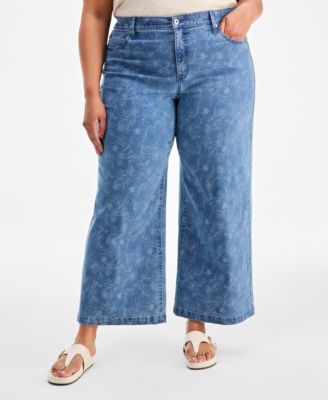Plus Size 5-Pocket High-Rise Wide-Leg Jeans
