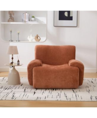 Orange Chenille Oversized Accent Reading Lounge Chair with Deep Seats