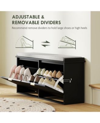 Entryway Shoe Bench with Cushion and Storage