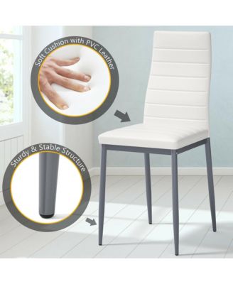 5 Piece Dining Set Table 29.6'' and 4 Chairs Glass Metal Kitchen Breakfast Furniture