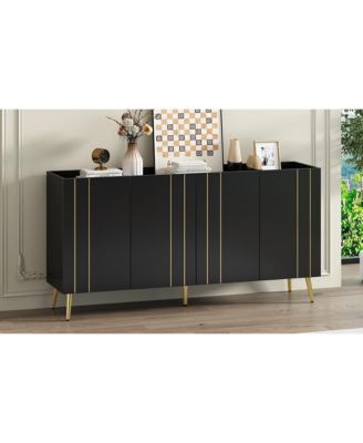 Modern Luxe Shoe & TV Cabinet with Gold Doors