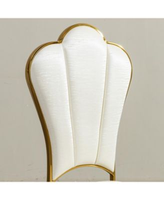 Streamdale Dining chair stainless steel legs with white PU leather set of 2pcs