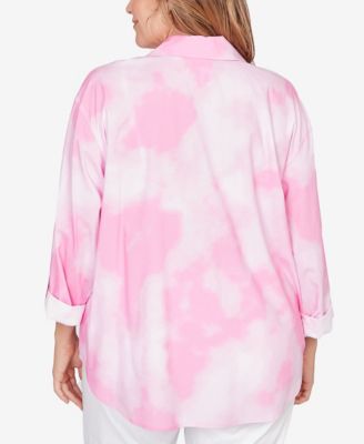 Plus Size Watercolor Floral Collared Top