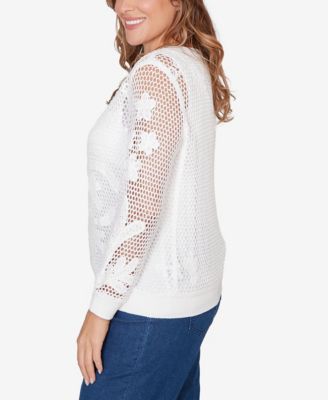 Plus Size Crochet Lined Pullover Sweater