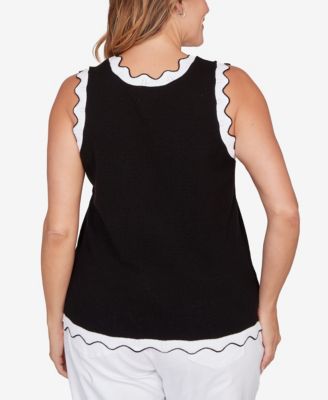 Plus Size Scallop Trim Tank Sweater