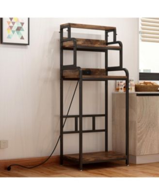 Vintage 4-Tier Mini Fridge Stand with Storage