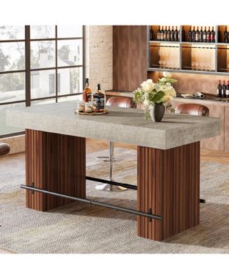 62.2Inch Bar Table, Industrial Counter Height Pub Dining Table, Large Home Bar Unit