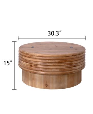 Round Wooden Coffee Table with Hidden Storage - 30.3" Modern Rustic Centerpiece for Living Room