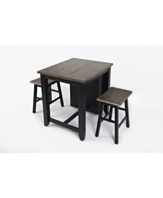 Rustic Reclaimed Solid Wood Farmhouse 3 Piece Counter Height Dining Set