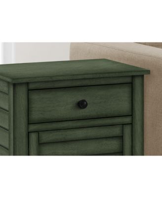 Accent Table, Nightstand, Storage Drawer, End, Side Table, Bedroom, Lamp, Storage, Antique Green Veneer, Transitional