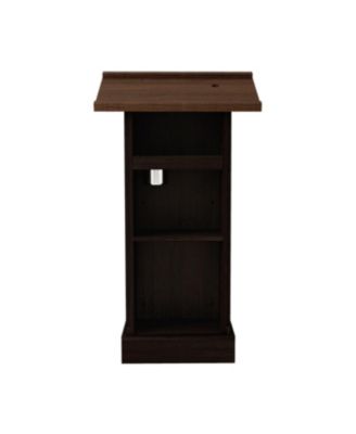 Wood Podium Stand, Tall Wooden Lectern with Mic Stand Space