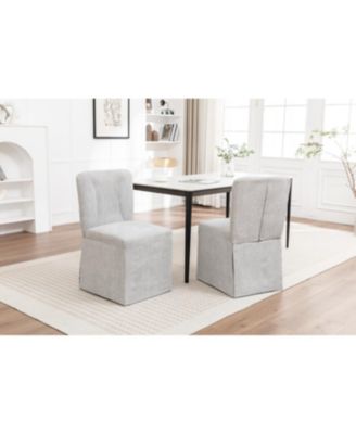 Linen Dining Chairs, Modern Fabric Side Chairs, Padded Seat, Set of 2 (Gray