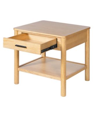 Wood Side Table with Storage - Light Luxury