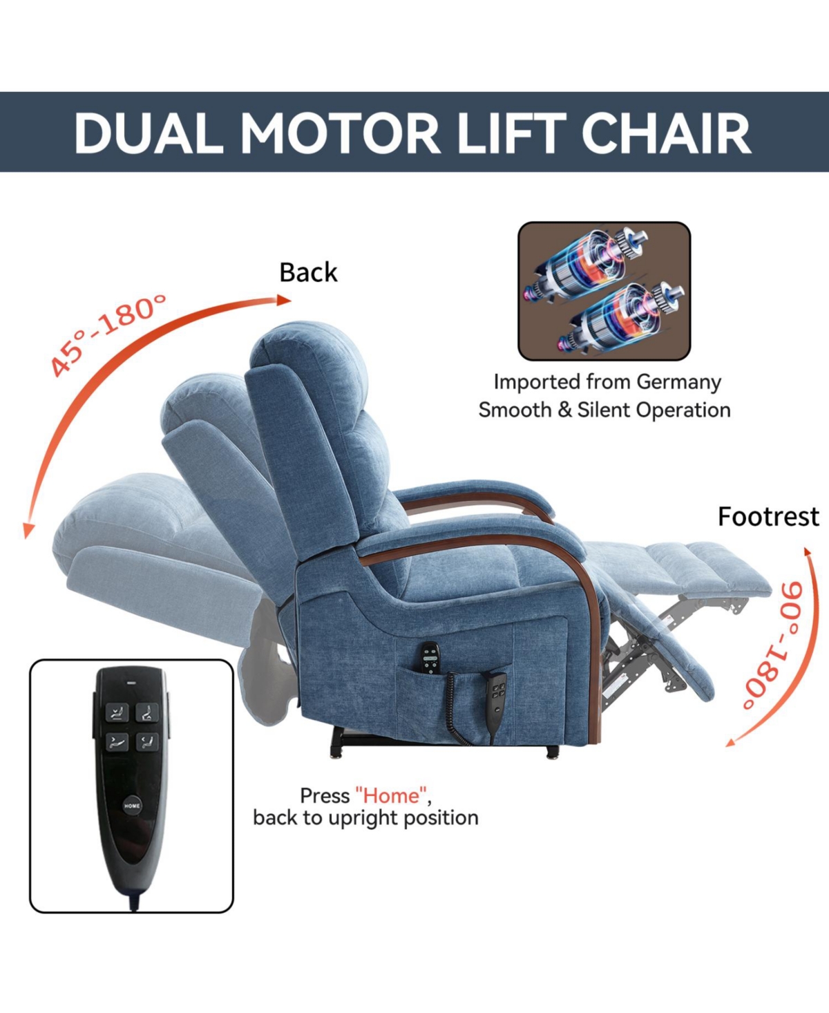 Streamdale Furniture Chenille Lift Recliner w/ Heat & Massage