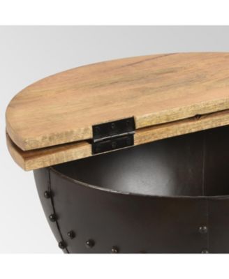 Modern Industrial Hinged Wood Top Coffee Table