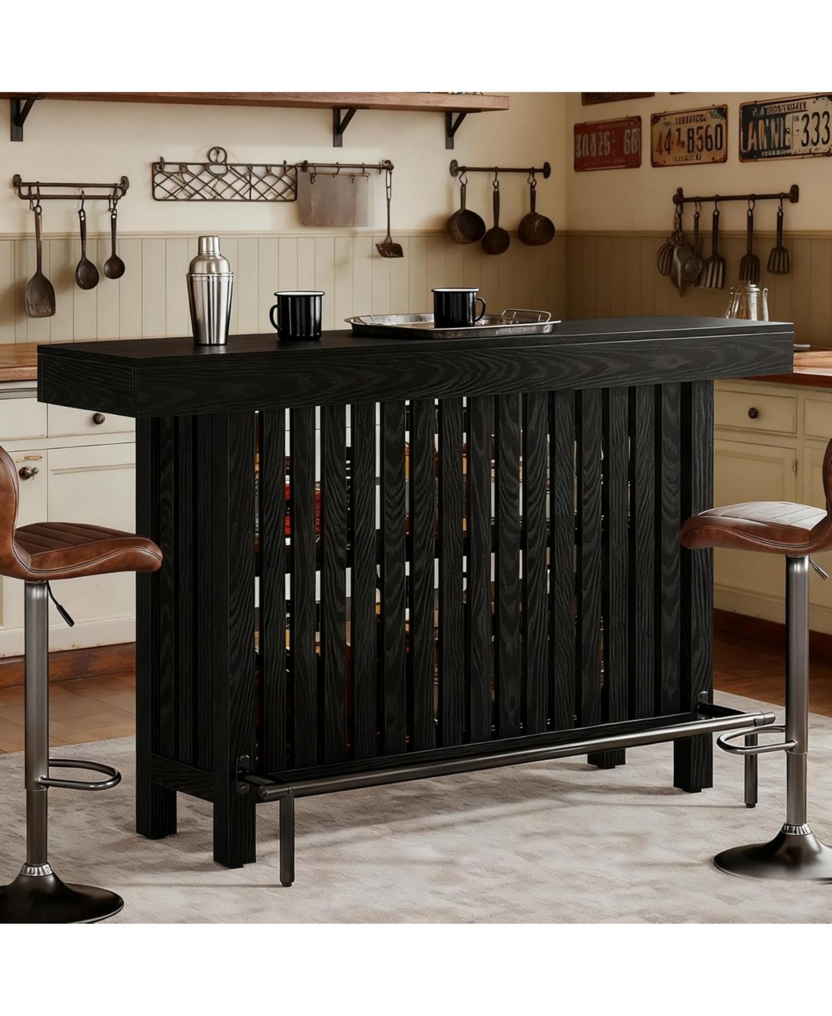 Tribesigns 63-Inch Large Home Bar Unit, Modern 2-Tier Table with Footrest, Corner Mini Coffee Cabinet for Kitchen Pub, Dining Room, Livin