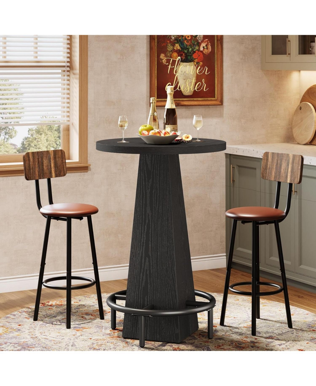 Tribesigns Bar Table, 37.4" High Round Pub Table for Small Spaces, Kitchen, Dining Room (Only Table)